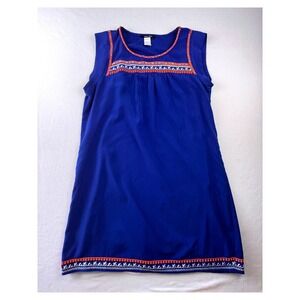 West 36th Women's Blue Embroidered Sleeveless Shift Dress Size L Boho